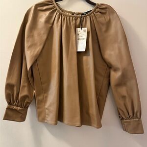 BRAND NEW:Leather Tan Women's Top